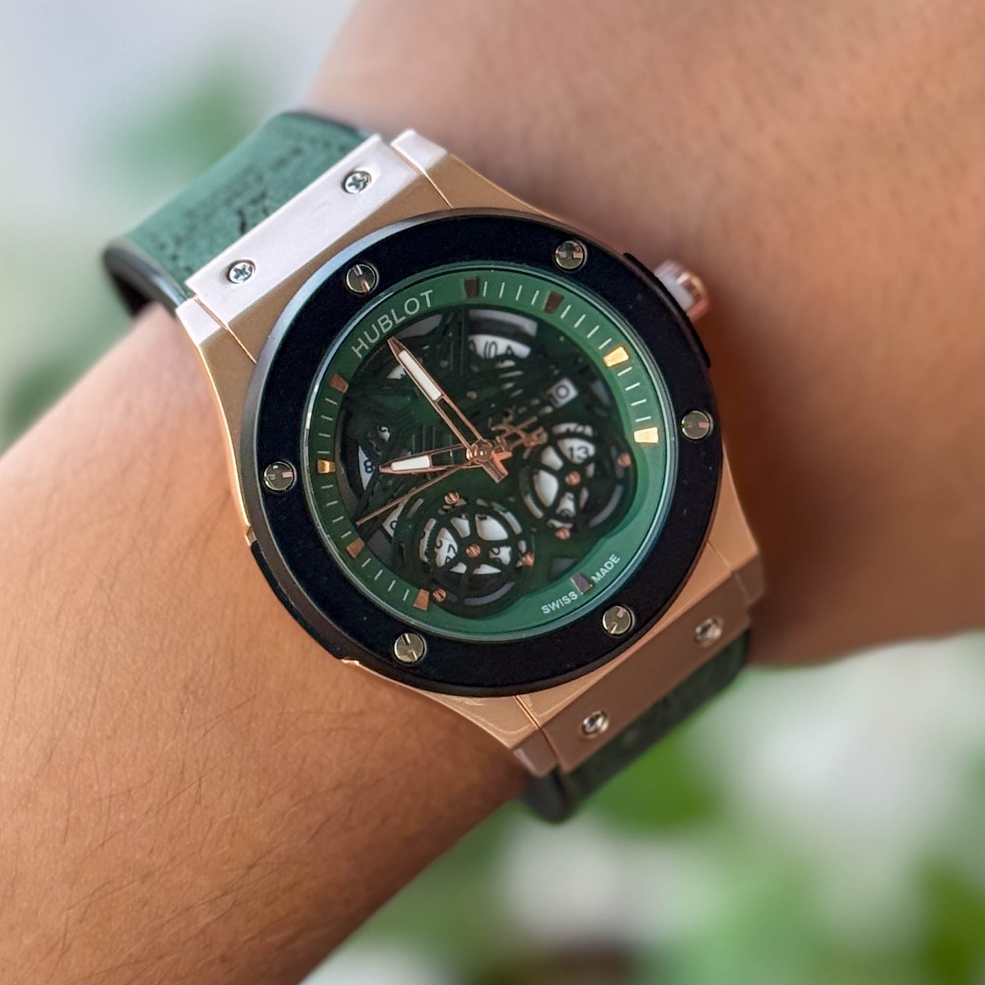RELOJ HUBL0T CASUAL VERDE  HOMBRE