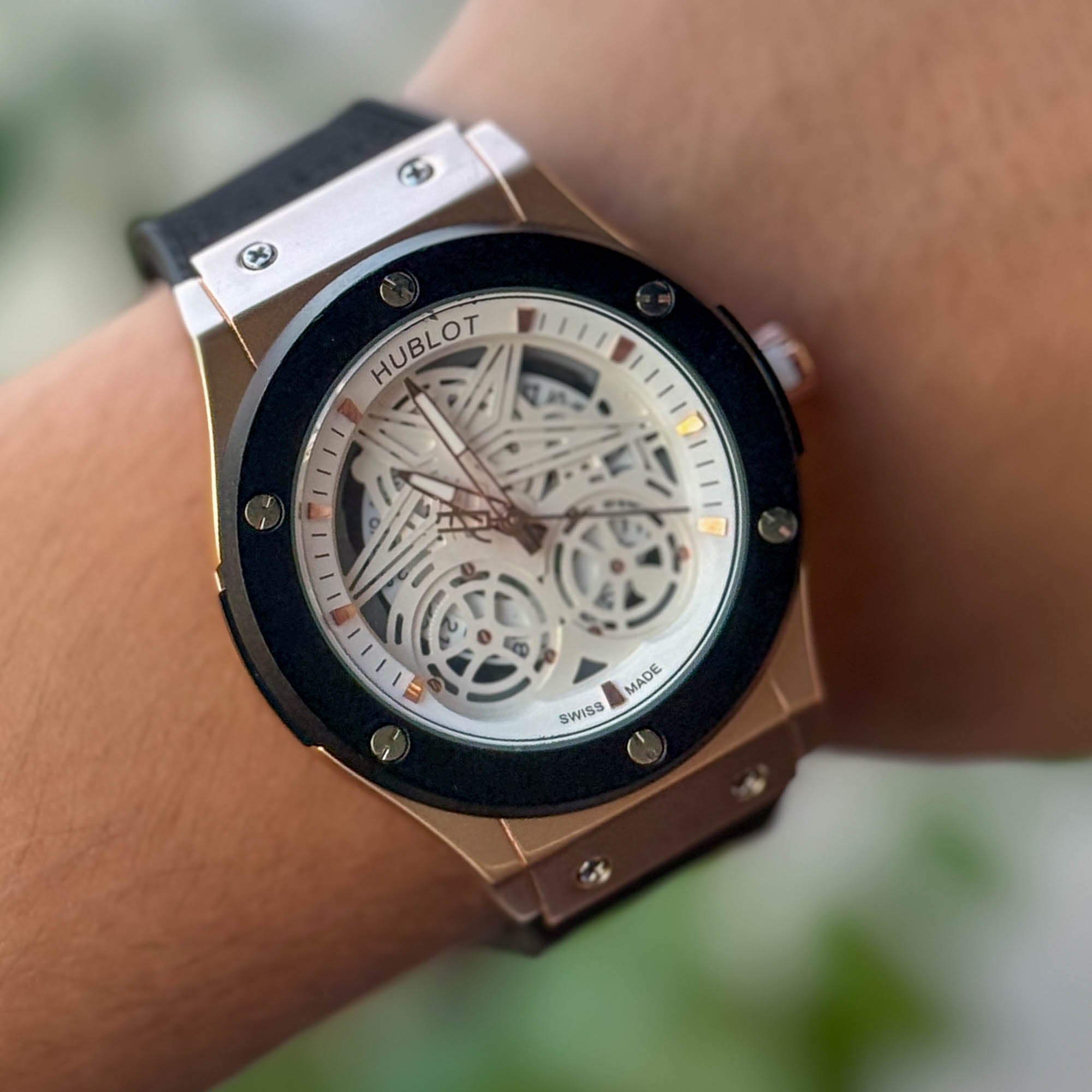 RELOJ HUBL0T CASUAL NEGRO X BLANCO HOMBRE