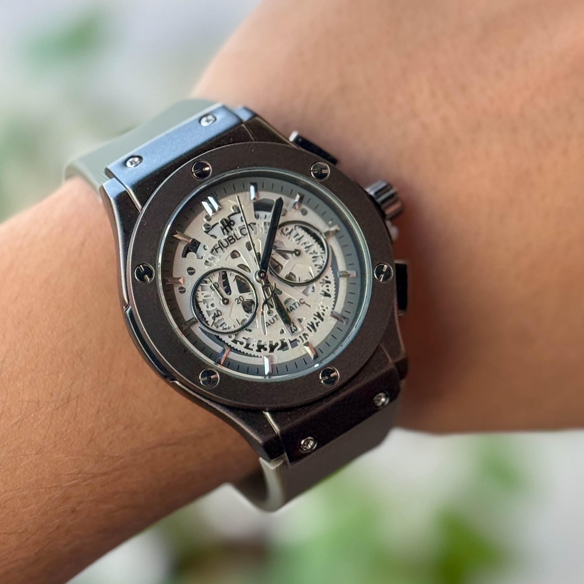 RELOJ HUBL0T SPORT OLIVA X NEGRO  HOMBRE