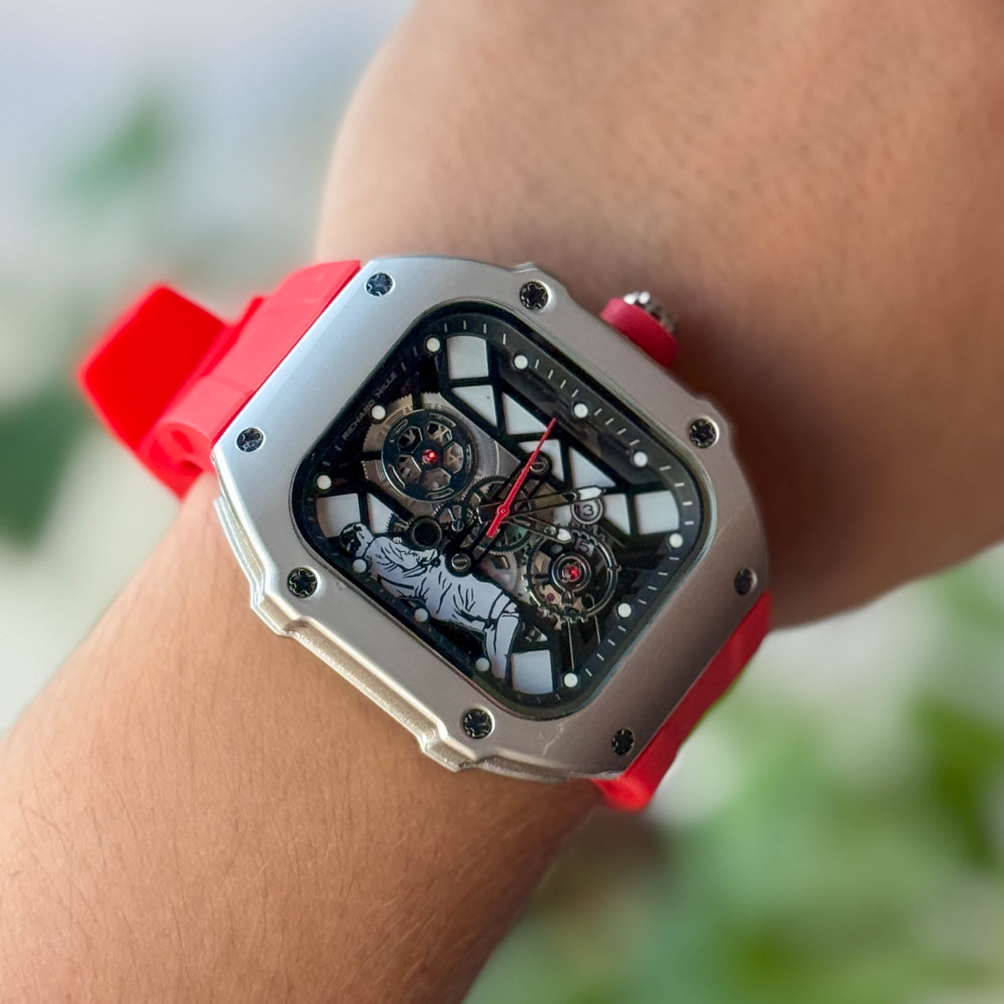 RELOJ R1CH4RD GOMA ROJO  HOMBRE