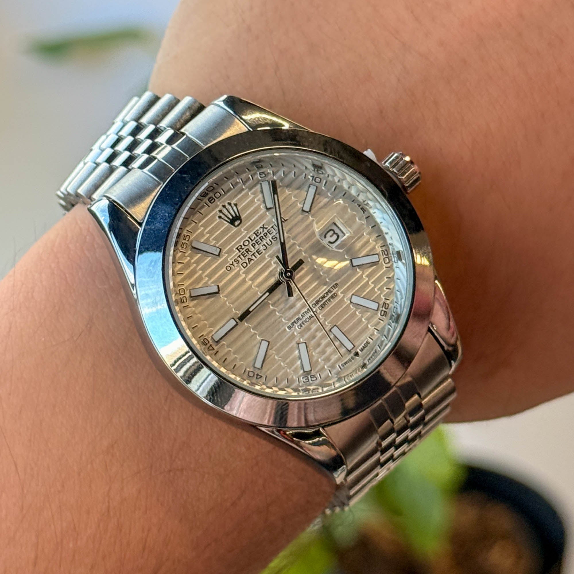 RELOJ R0L3X  METALICO ESTILO 3 PLATEADO  HOMBRE