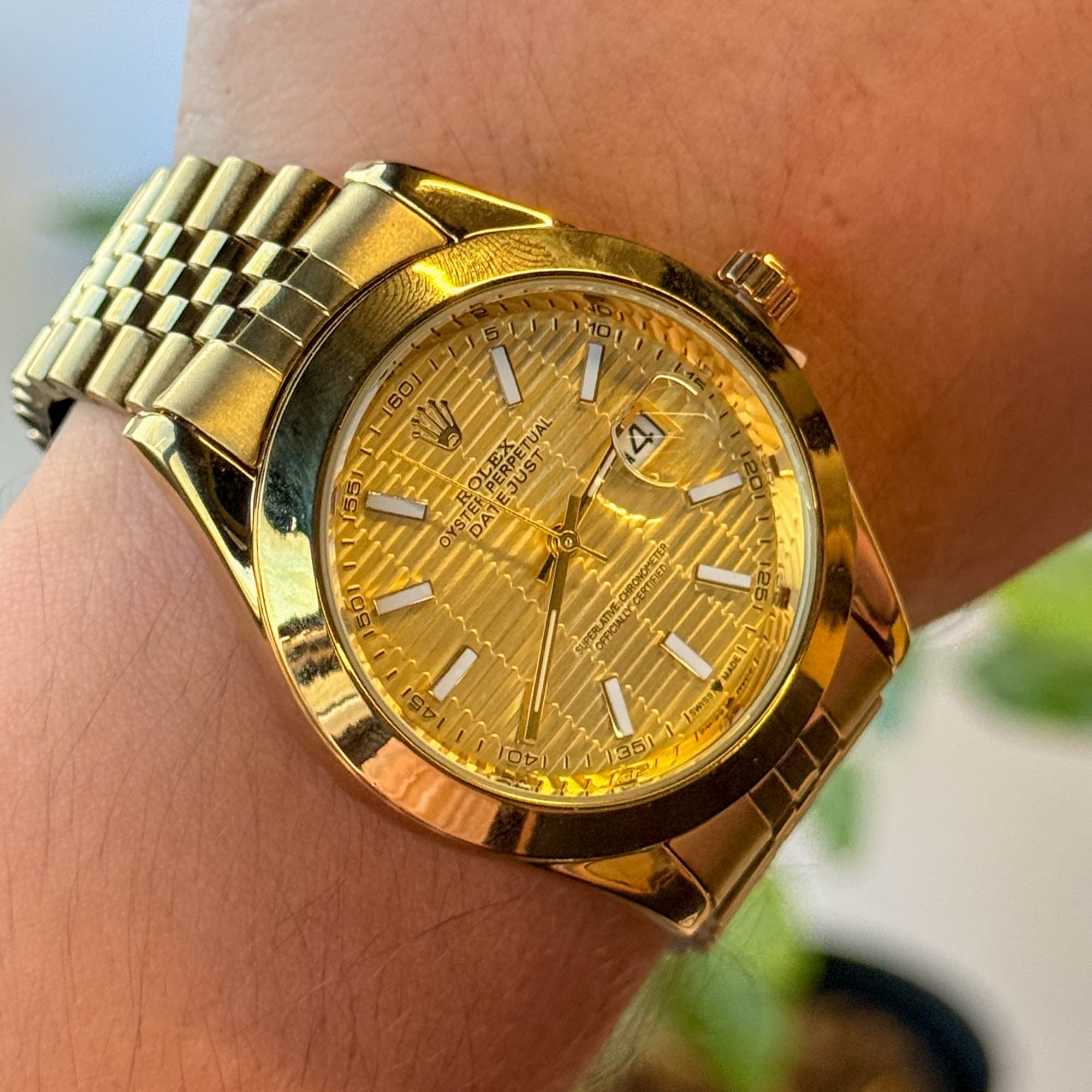 RELOJ ROL3X  METALICO ESTILO 3 DORADO   FONDO DORADO  HOMBRE