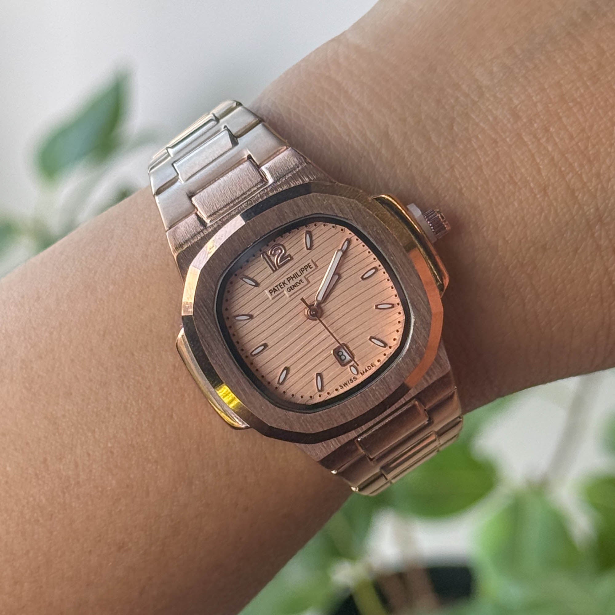 RELOJ P4T3K METALICO  ORO ROSA  DAMA
