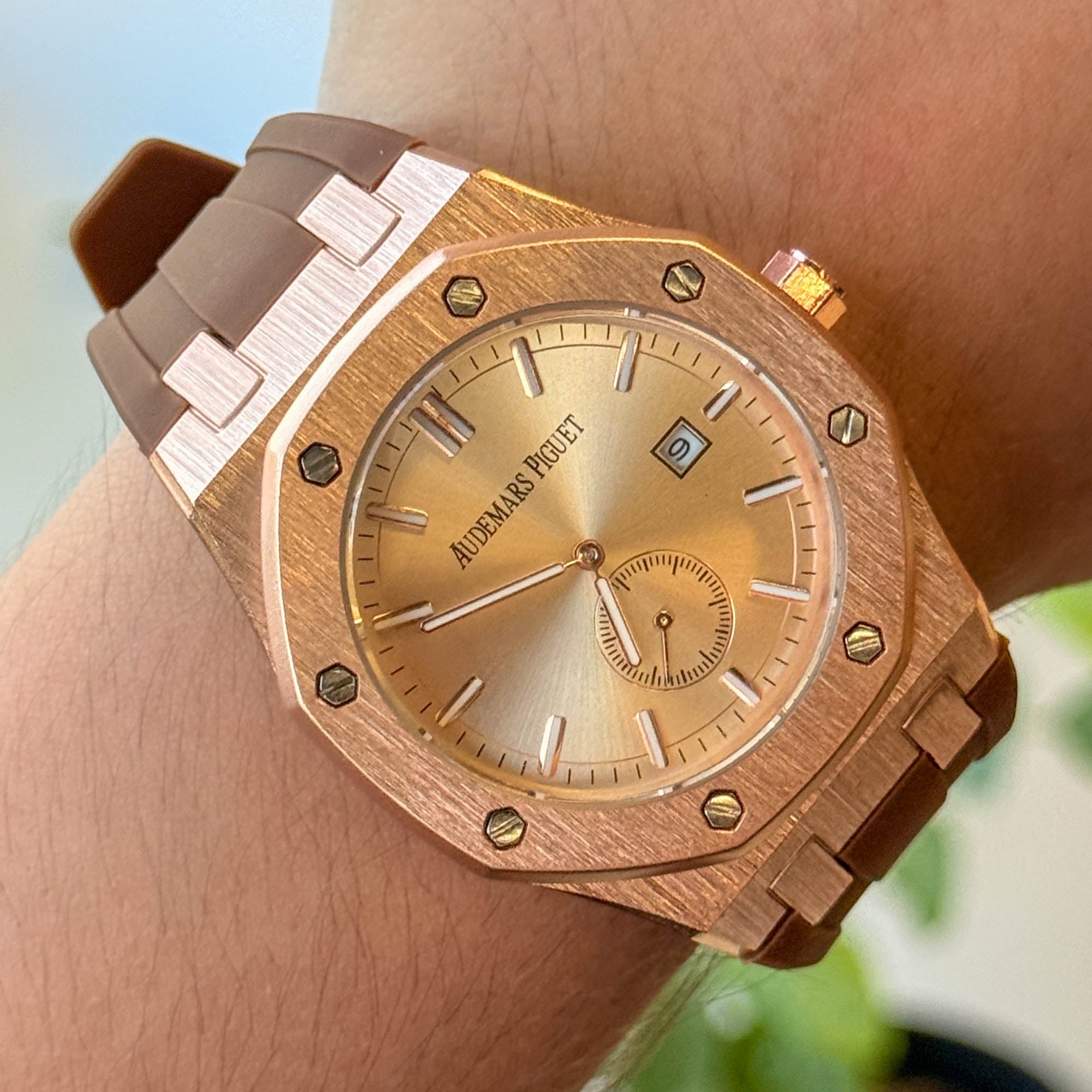 RELOJ APP GOMA CAFE X ORO ROSA  HOMBRE