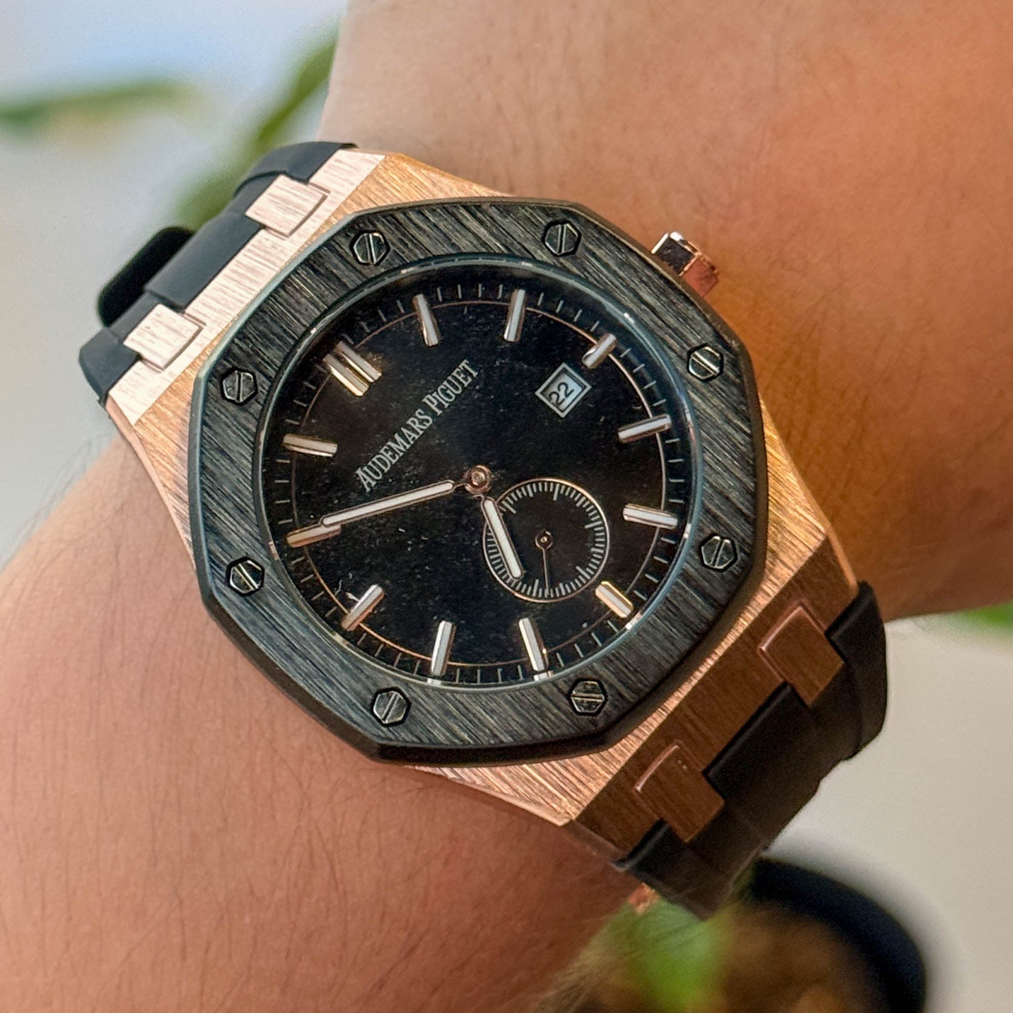 RELOJ APP GOMA ORO ROSA HOMBRE