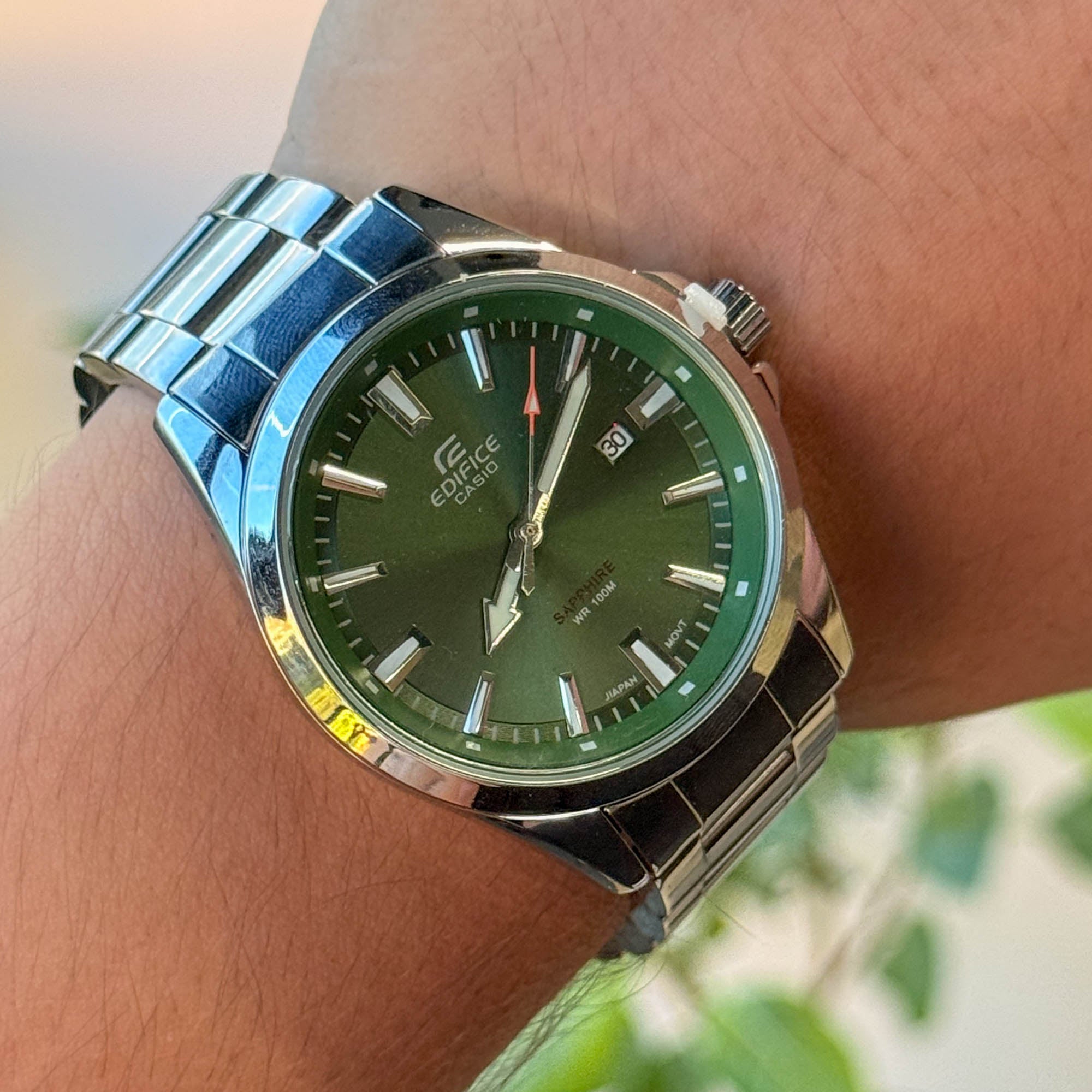 RELOJ CAS10 ED1F1C3 PLATEADO X VERDE  HOMBRE