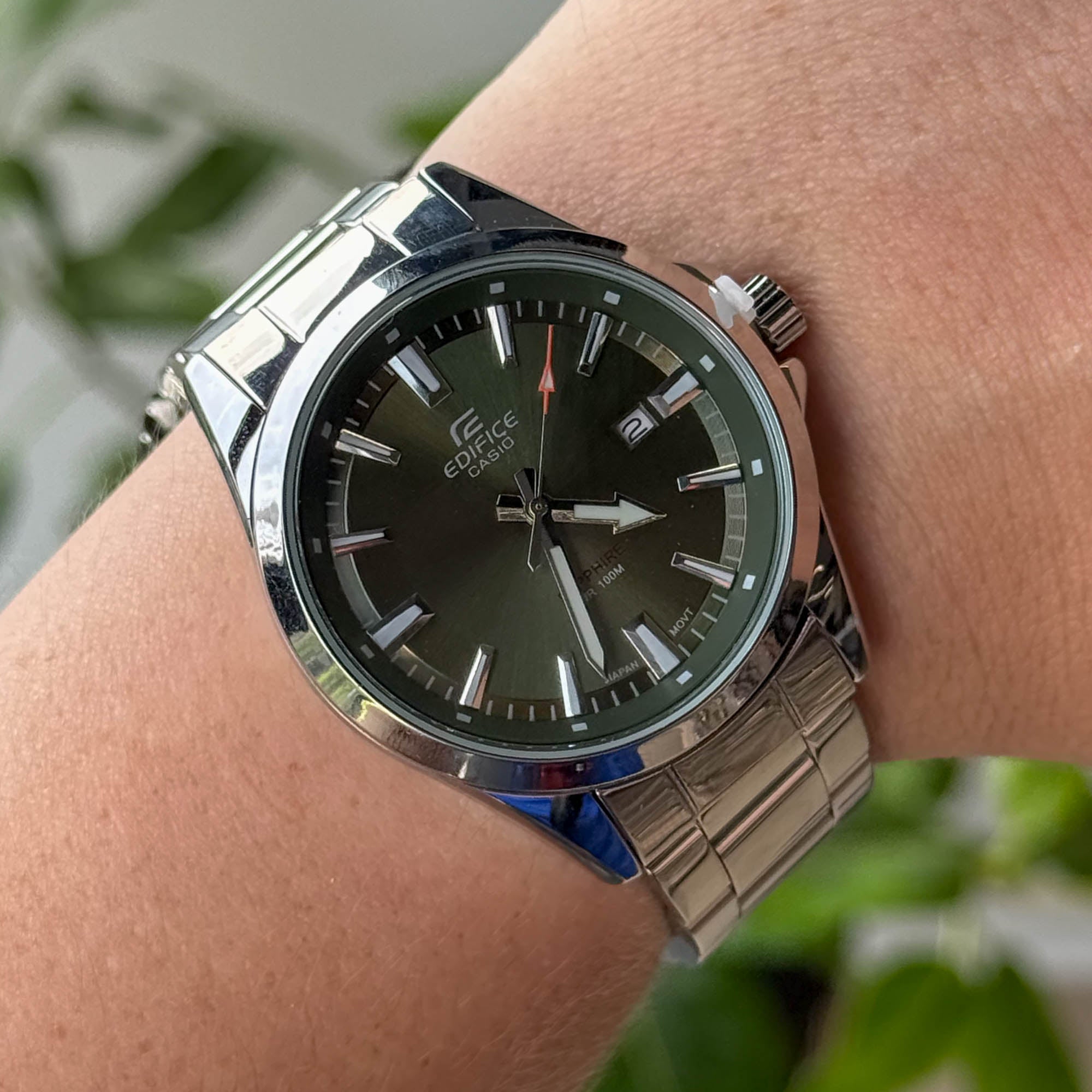 RELOJ CAS10 ED1F1C3 PLATEADO X VERDE  HOMBRE