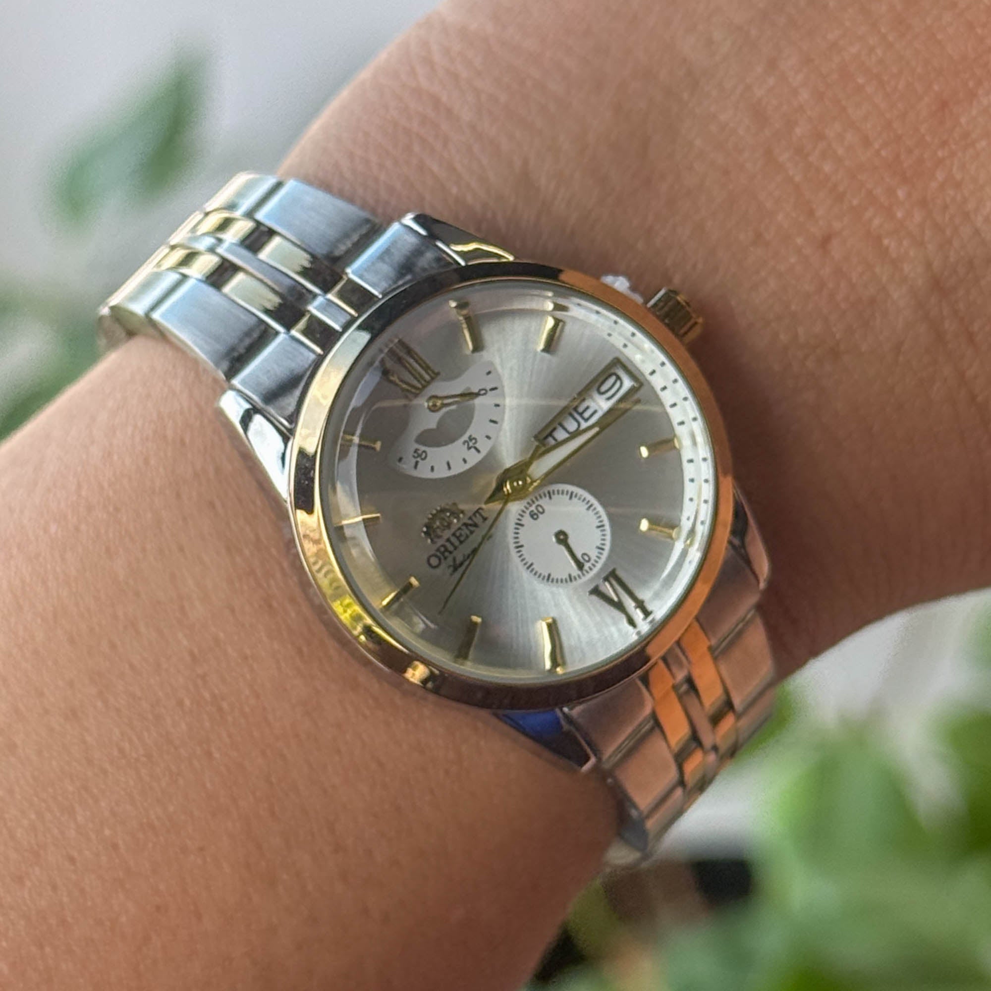 RELOJ 0R1ENT BICOLOR FONDO BLANCO   DAMA