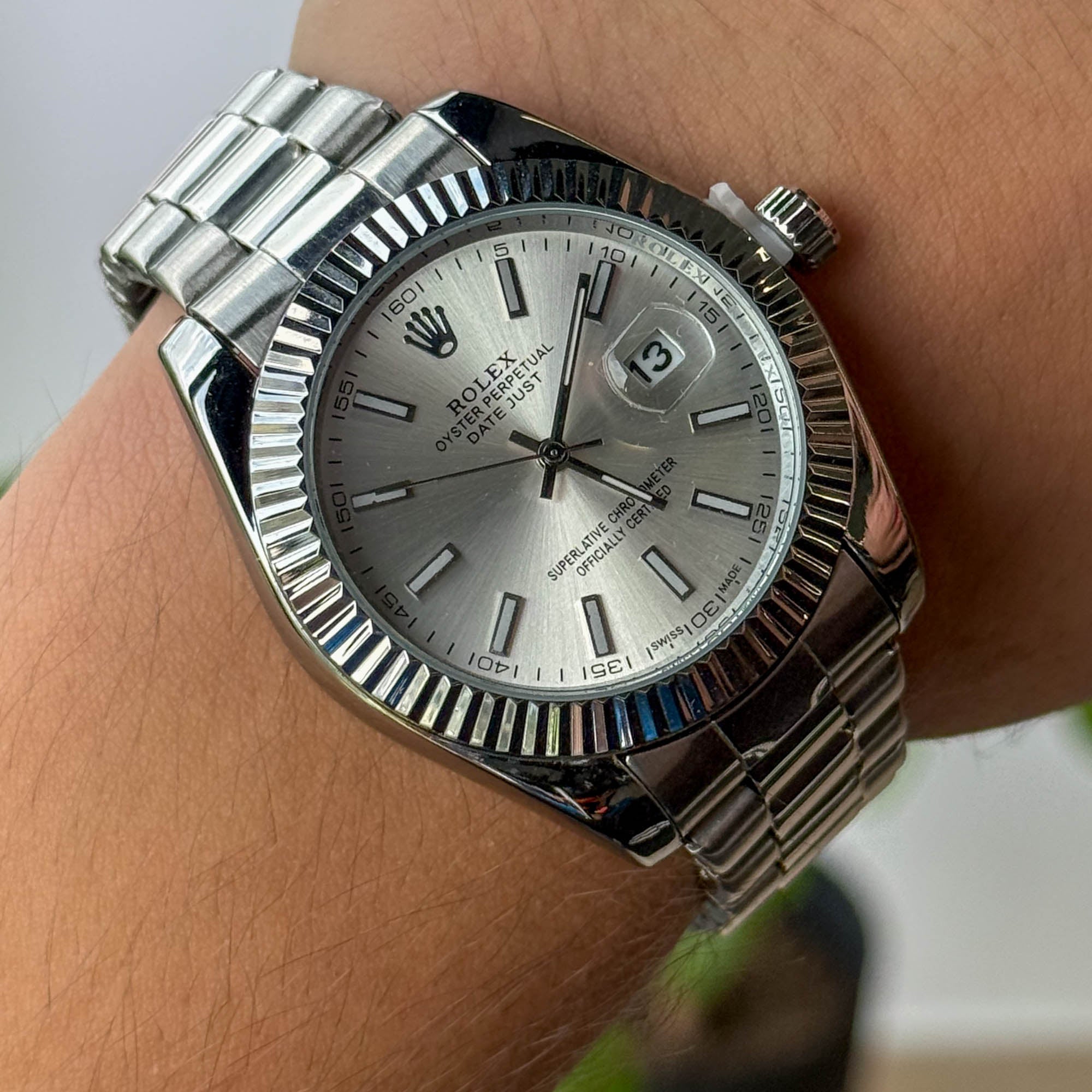 RELOJ R0L3X PLATEADO FONDO PLATEADO HOMBRE