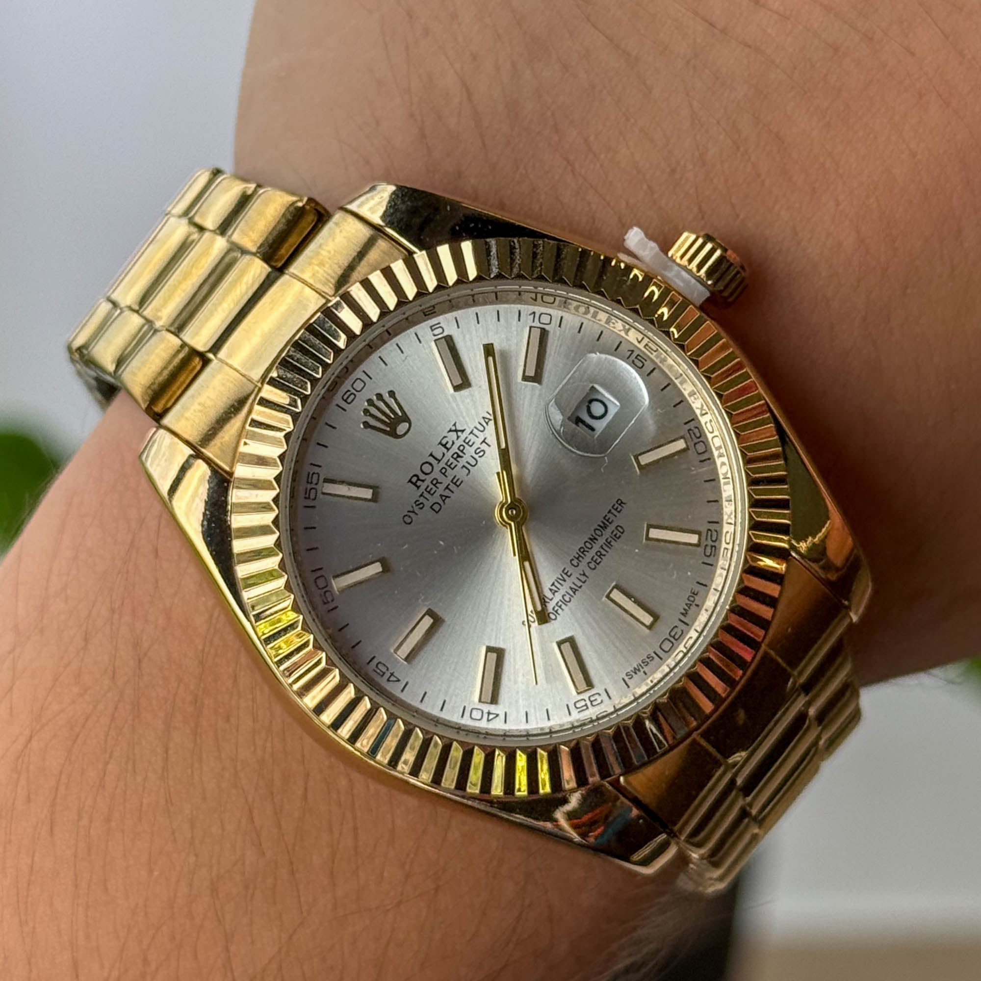 RELOJ R0L3X  DORADO FONDO PLATEADO HOMBRE