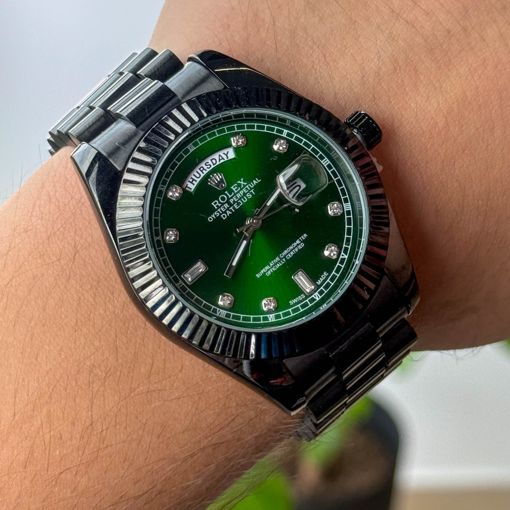 RELOJ R0L3X NEGRO X VERDE  HOMBRE