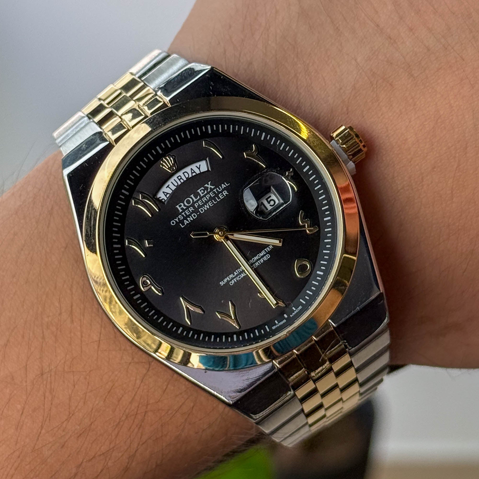 RELOJ R0L3X BICOLOR PXD FONDO NEGRO  HOMBRE