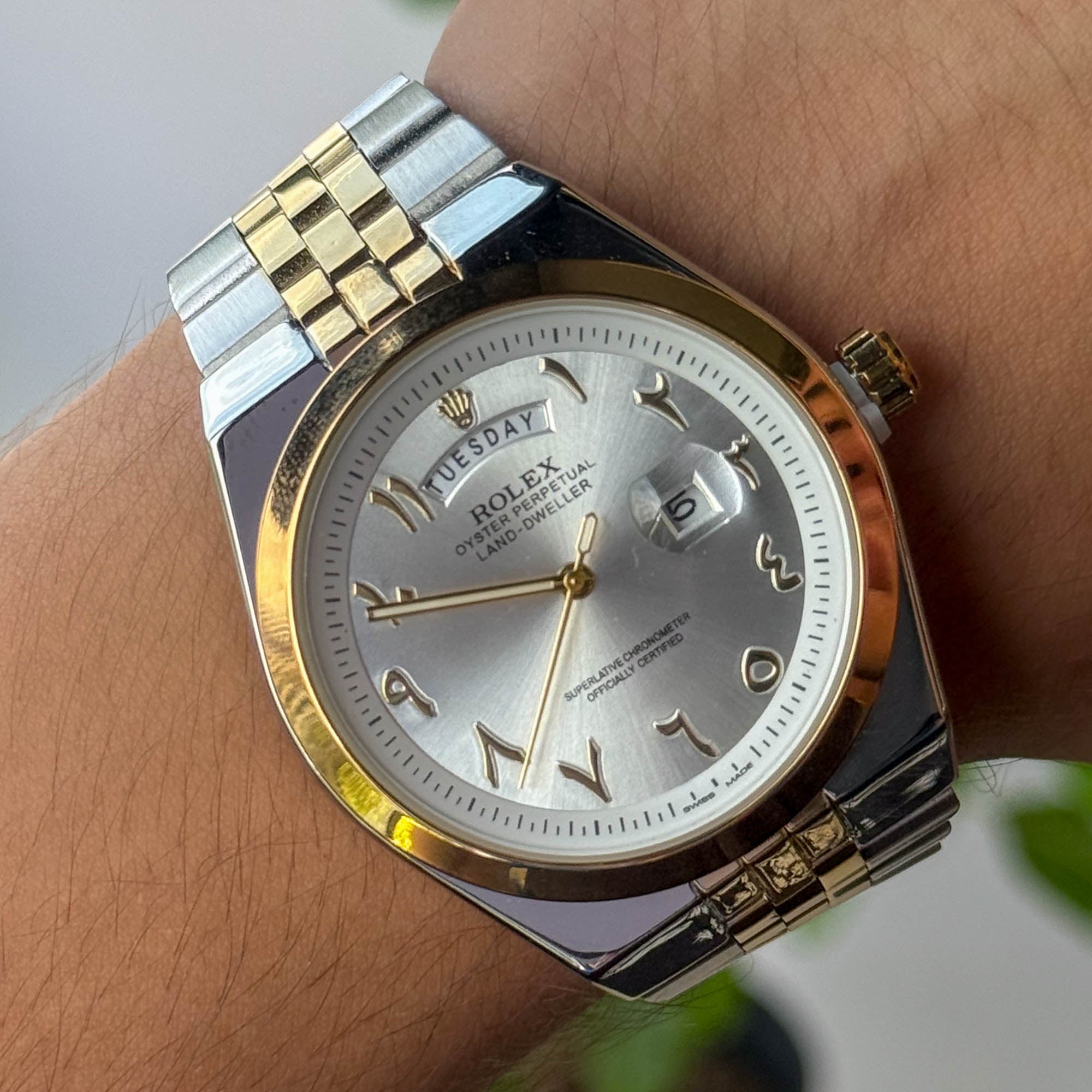 RELOJ R0L3X BICOLOR PXD FONDO PLATEADO  HOMBRE